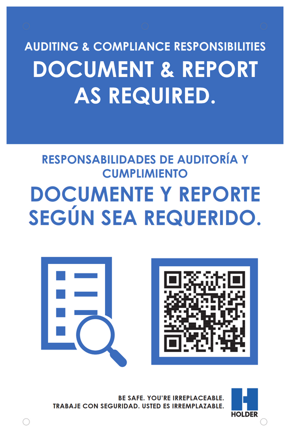 Auditing & Compliance Responsibilities Document and Report As Required (Poster)