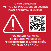 To Work On Equipment Method Of Procedure Or Action Plan Required - Sticker