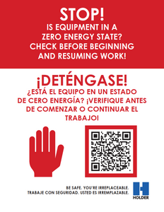 Stop! Is Equipment in a Zero Energy State? Check Before Beginning And Resuming Work (Magnet)