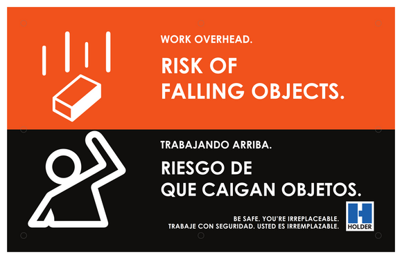 Work Overhead. Risk of Falling Objects.