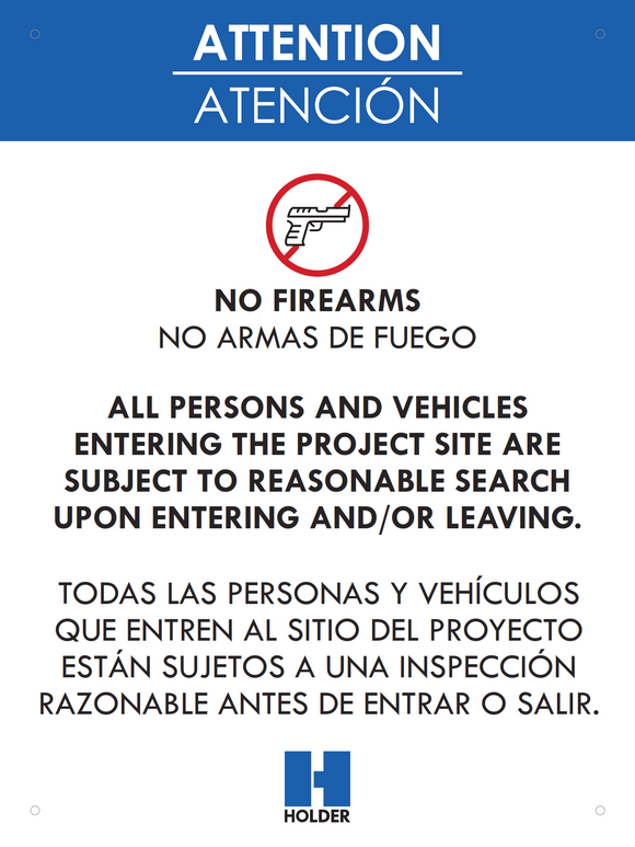 Notice - No Firearms Search Policy